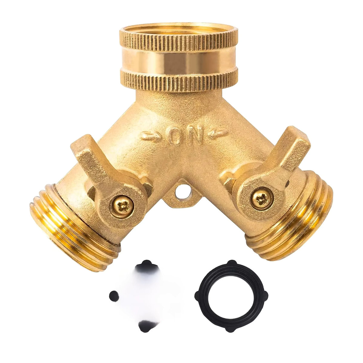 3/4 Zoll 2-Wege-Gartenschlauch-Splitter aus Messing in Gold als Y-Typ Wasserhahnbewässerungsanschluss und Verteiler für den Außenhahn - Bild 5