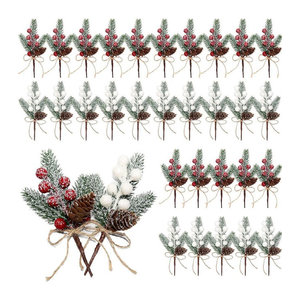 3 bis 5 Stück Künstliche Pflanzen mit roten Früchten von smr für Weihnachtsdekoration und Hochzeit als Tischdeko oder Gartenbonsai in Rot und Mehrfarbig