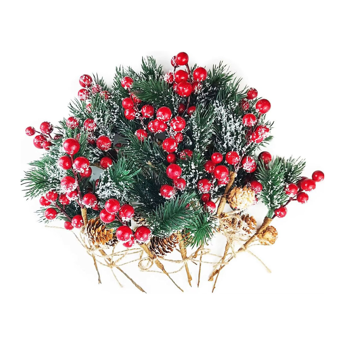 3 bis 5 Stück Künstliche Pflanzen mit roten Früchten von smr für Weihnachtsdekoration und Hochzeit als Tischdeko oder Gartenbonsai in Rot und Mehrfarbig - Bild 2