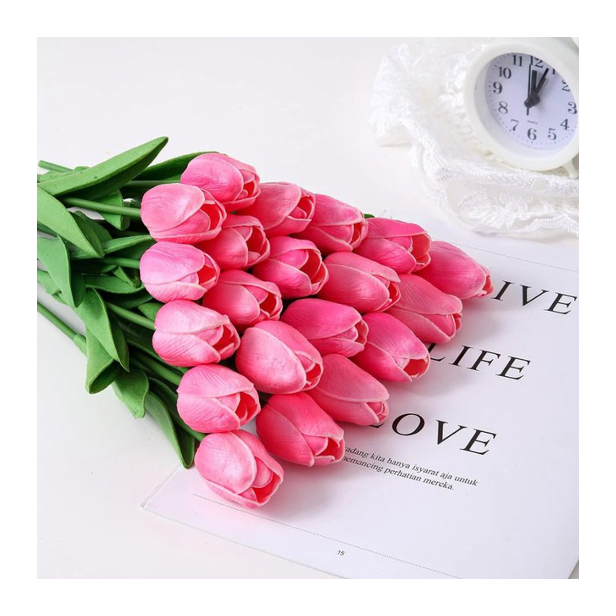 3 bis 5 Stück Künstliche Tulpen Bouquet in Rosa für Tischdekoration, Hochzeit und Garten - Bild 1