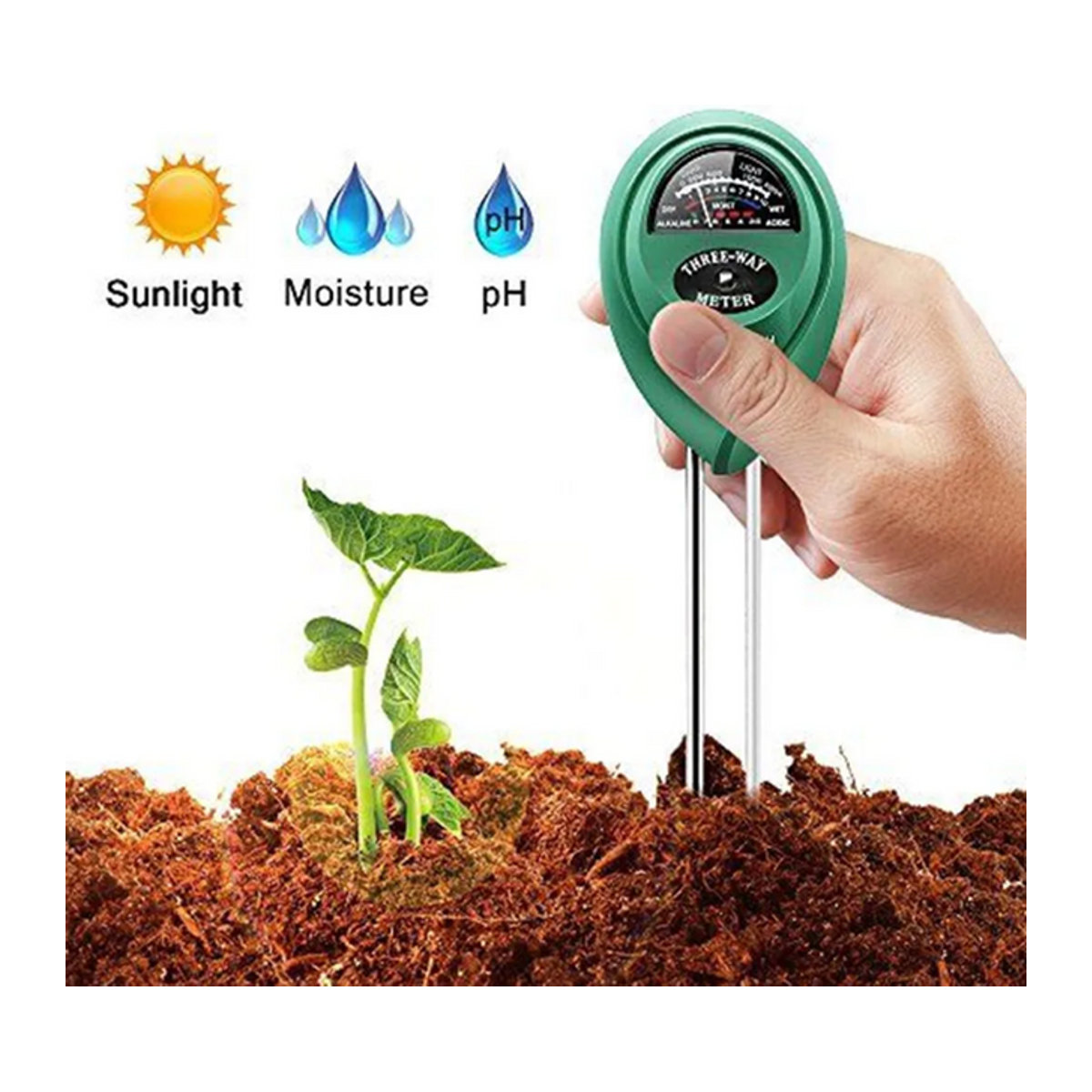 3 in 1 Boden-pH-Meter mit Sonnenlicht- und Feuchtigkeitssensor für Garten und Pflanzen - Bild 1