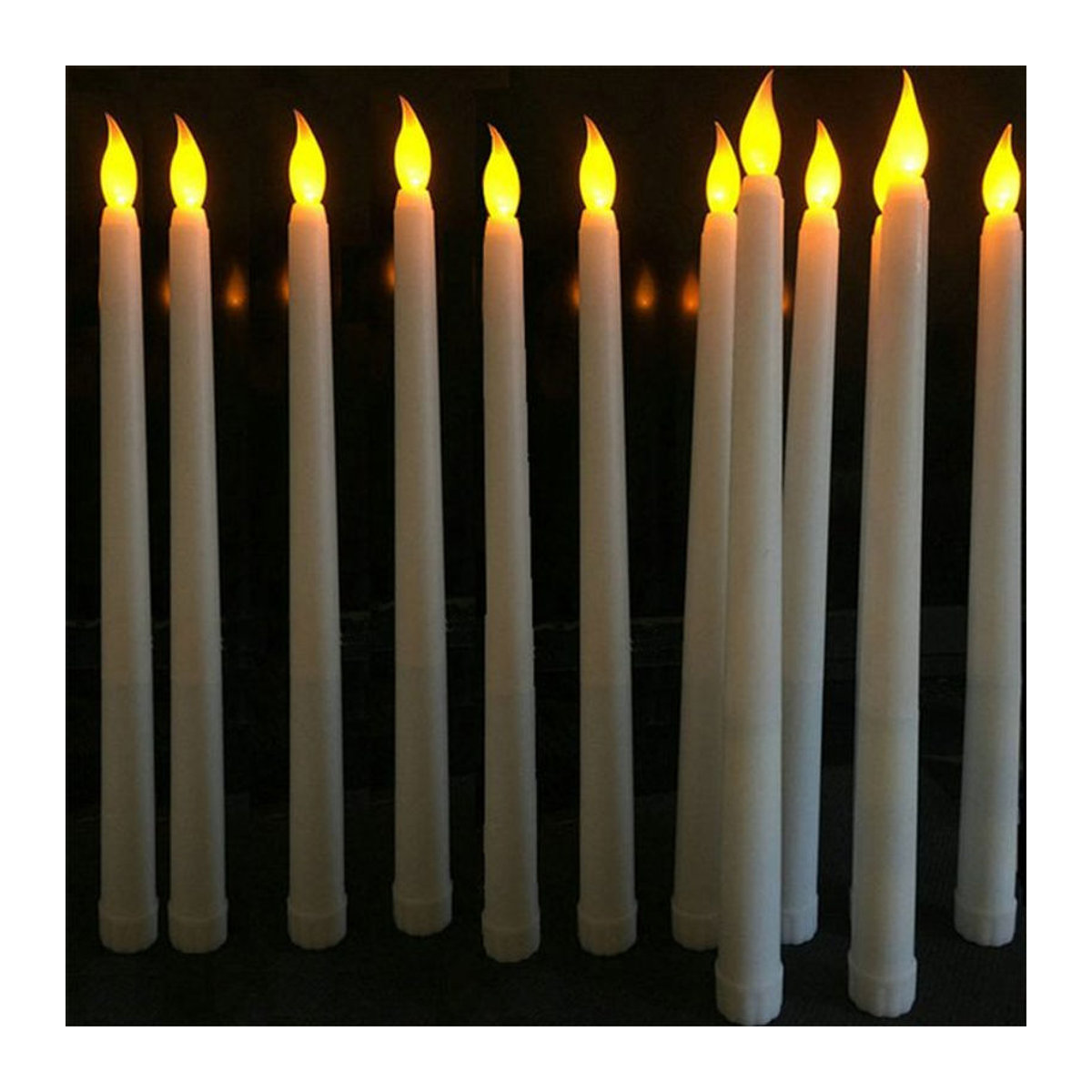 3 Stück weiße flammenlose LED-Stabkerzen mit Flackereffekt für Weihnachten, elektrisch, warmweißes Licht - Bild 1