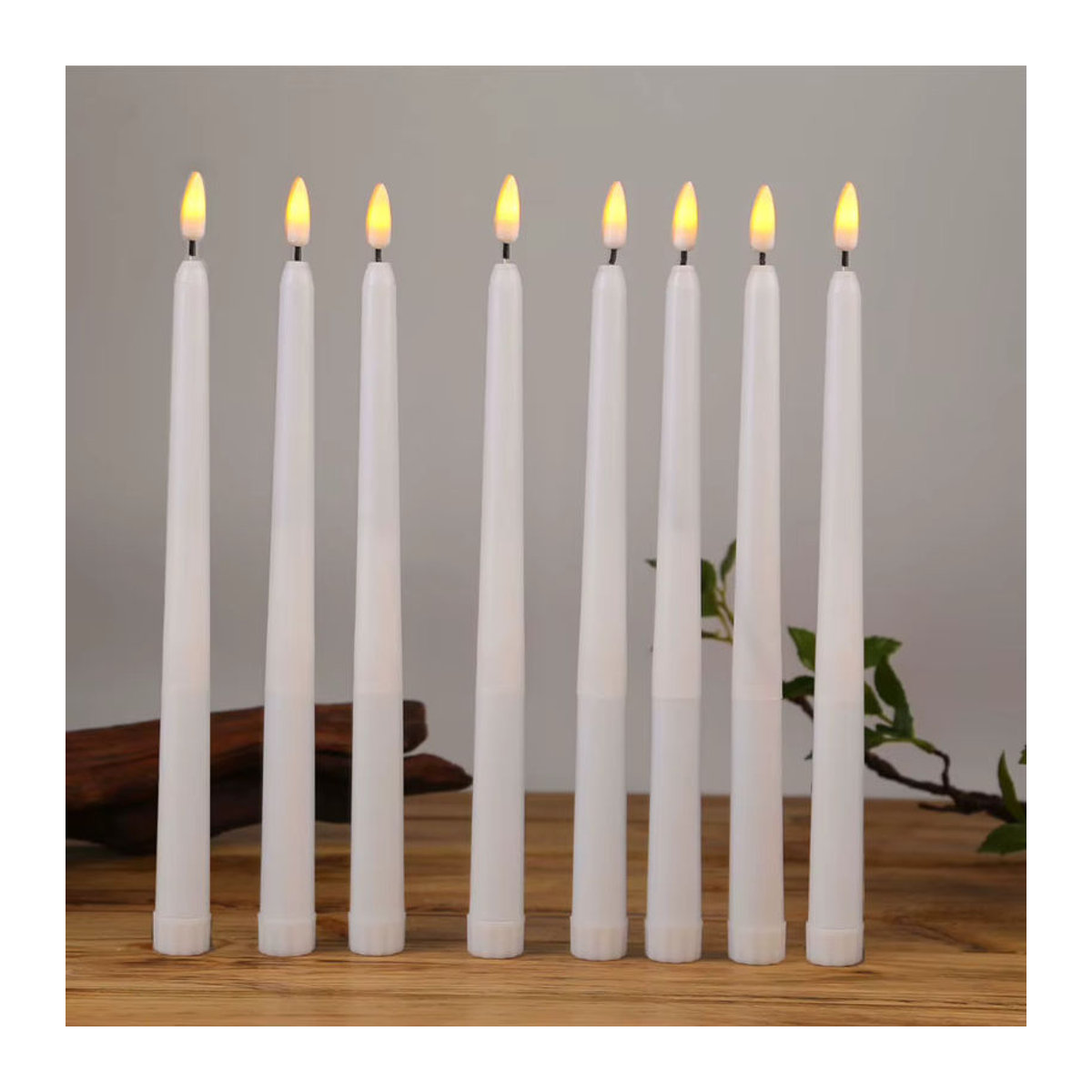 3 Stück weiße flammenlose LED-Stabkerzen mit Flackereffekt für Weihnachten, elektrisch, warmweißes Licht - Bild 2
