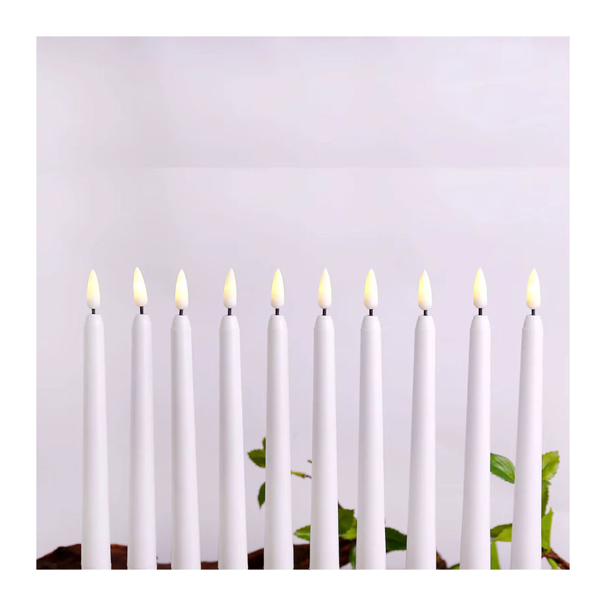 3 Stück weiße flammenlose LED-Stabkerzen mit Flackereffekt für Weihnachten, elektrisch, warmweißes Licht - Bild 3