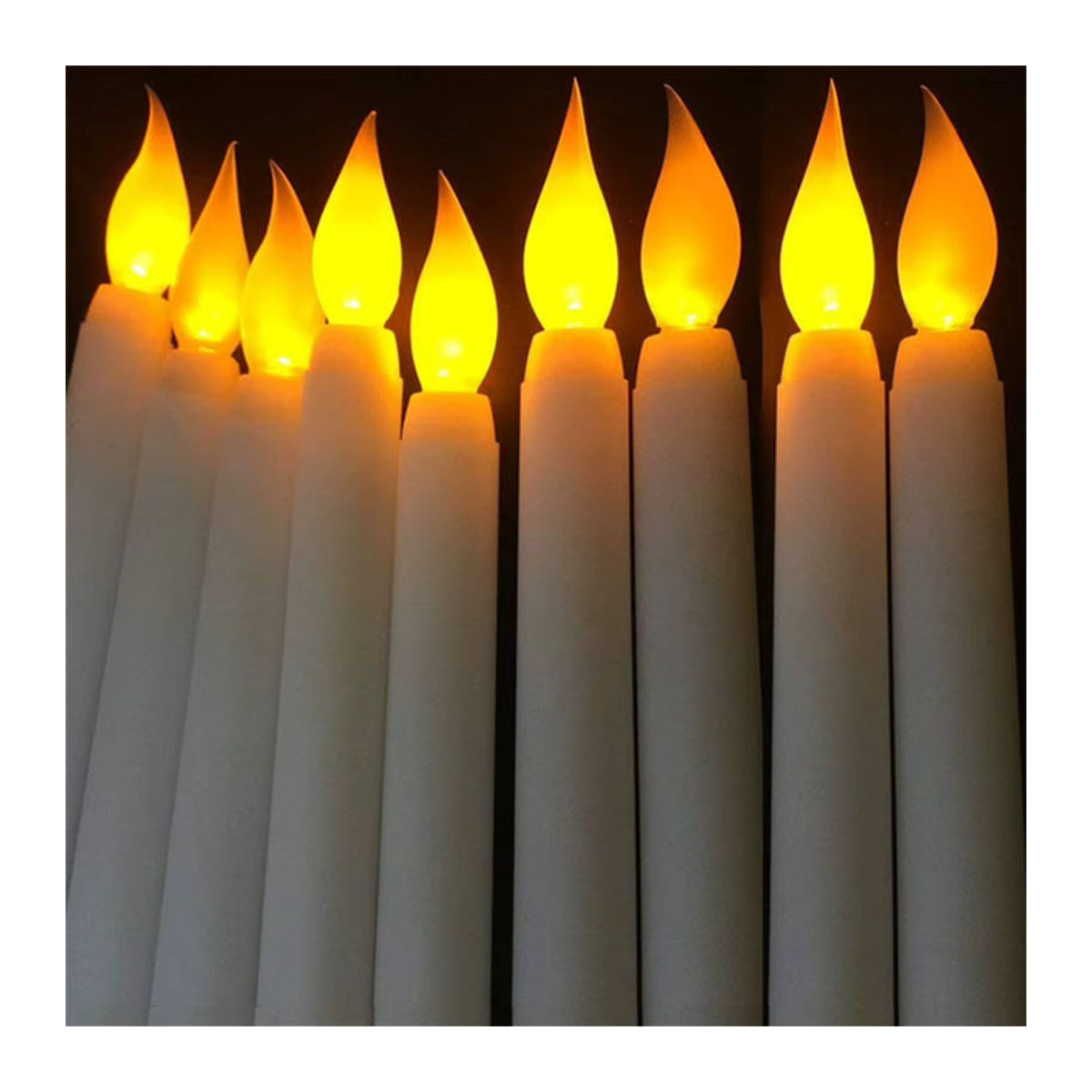 3 Stück weiße flammenlose LED-Stabkerzen mit Flackereffekt für Weihnachten, elektrisch, warmweißes Licht - Bild 5