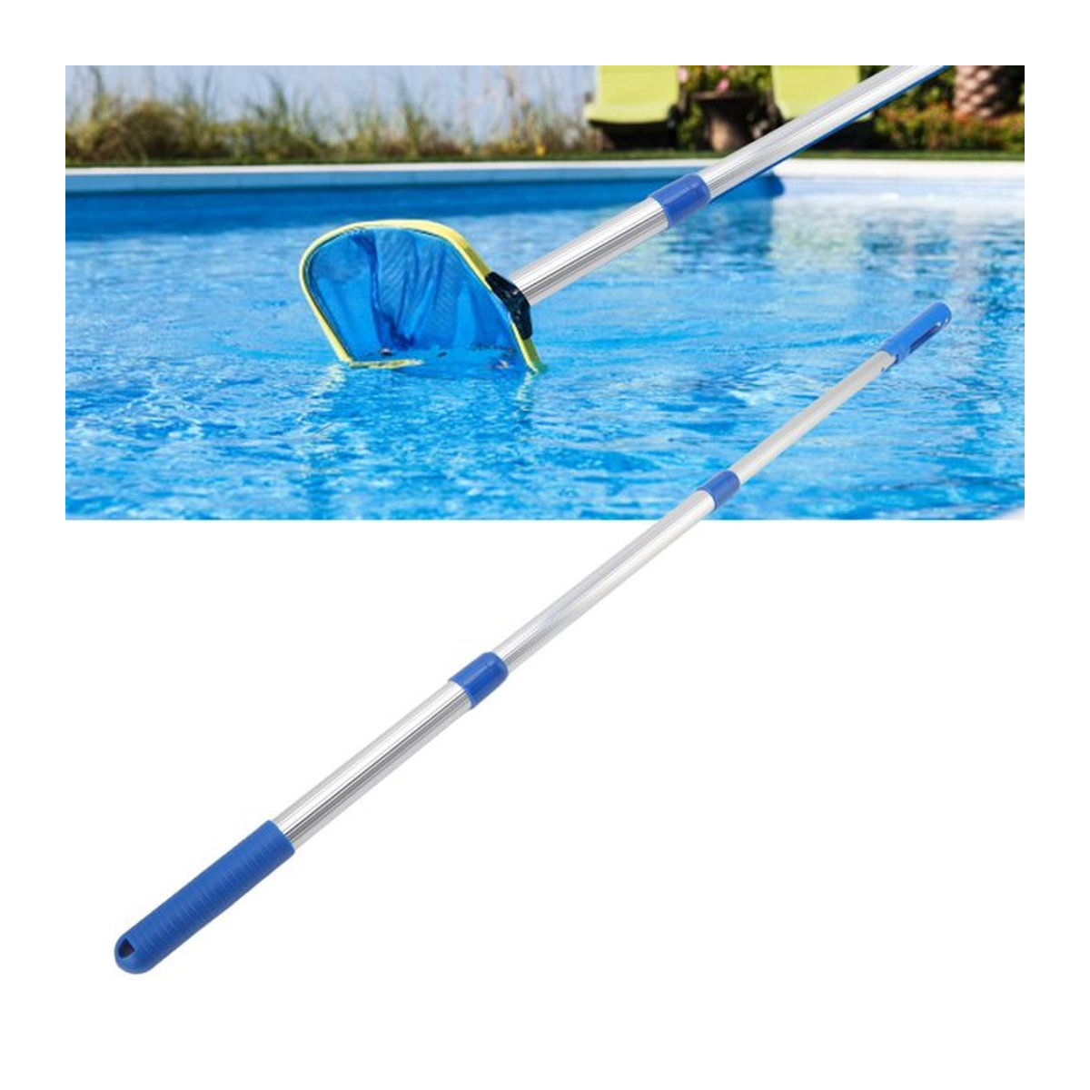 3-teilige Teleskop-Poolreinigungstange aus Aluminium als abnehmbare Schwimmbadzange für dein Pool-Reinigungszubehör - Bild 1