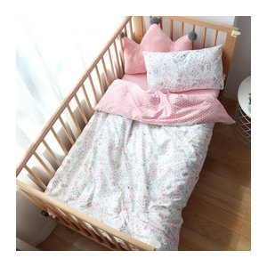 3-teiliges Baumwoll-Bettwäsche-Set für Babybetten inklusive Kissenbezug und Bettbezug für Jungen und Mädchen