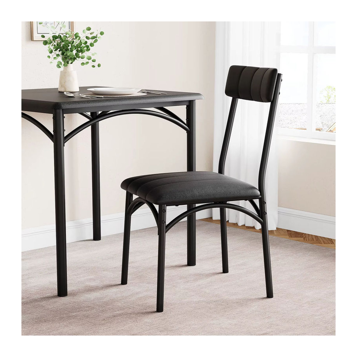 3-teiliges Esstisch-Set TWISTER.CK in Schwarz mit gepolsterten Stühlen aus Kunstleder und Metallrahmen sowie MDF-Tischplatte im modernen Design - Bild 4