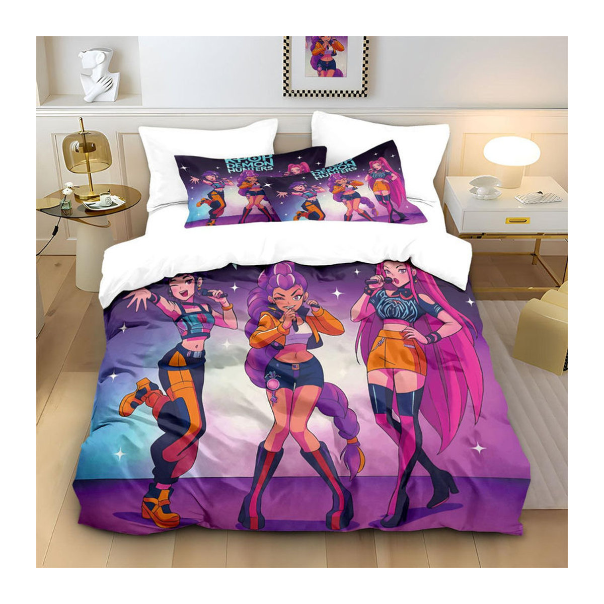 3-teiliges K-Pop Bettwäscheset Dämonenjäger aus Polyester in Mehrfarbig, B/H: 245 x 210 cm - Bild 4