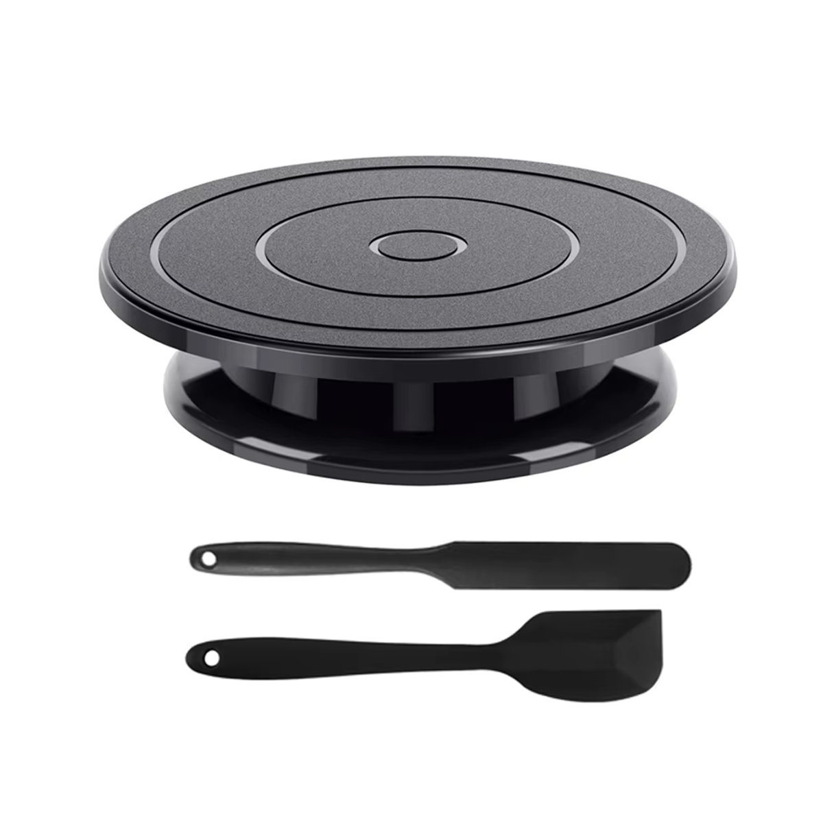 3-teiliges Kuchen-Plattenspieler-Set in Schwarz, drehbare Kuchenständer aus Kunststoff, Durchmesser: 27,9 cm - Bild 7