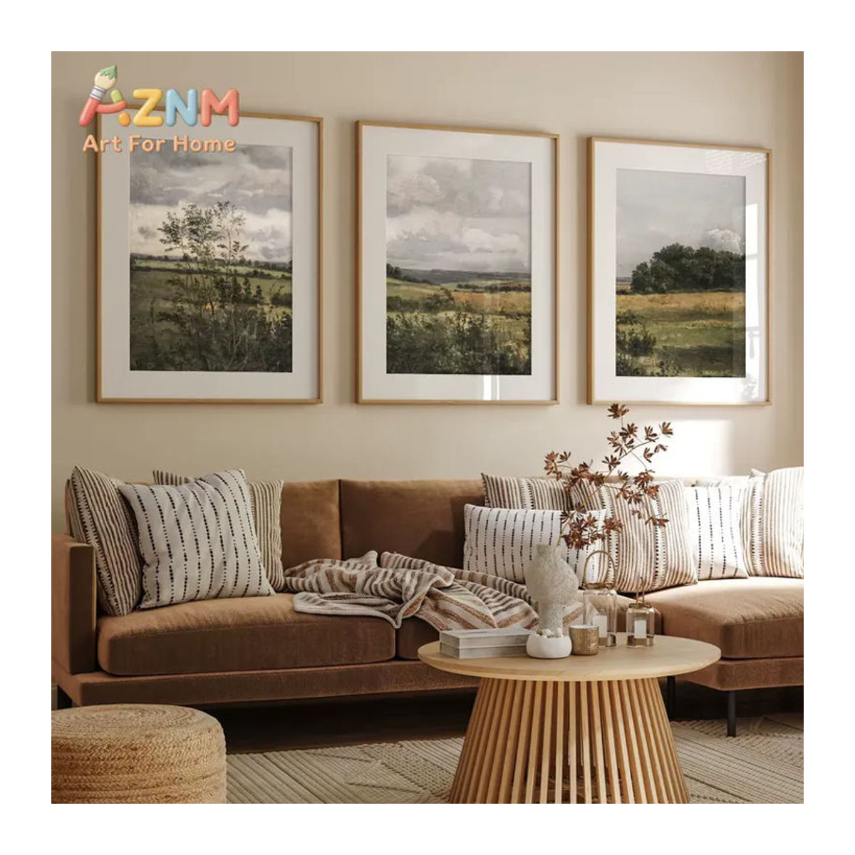 3-teiliges Set AZNM Leinwandposter im Landhausstil mit Himmelslandschaft, mehrfarbige Wandkunst aus Holz für deine Heimdekoration - Bild 2