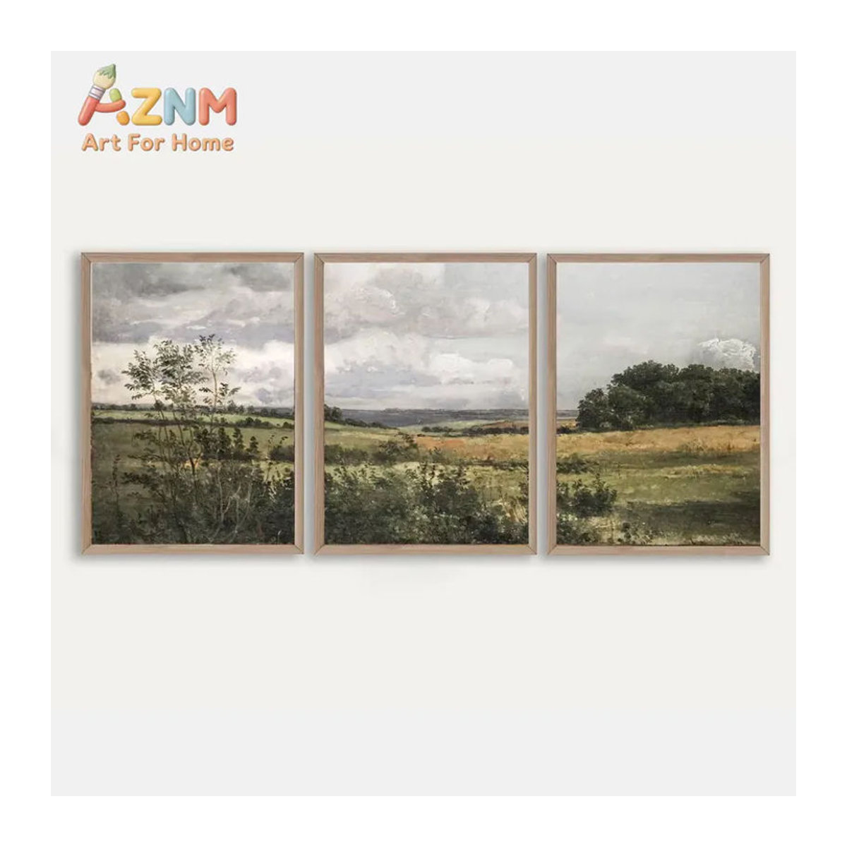 3-teiliges Set AZNM Leinwandposter im Landhausstil mit Himmelslandschaft, mehrfarbige Wandkunst aus Holz für deine Heimdekoration - Bild 3