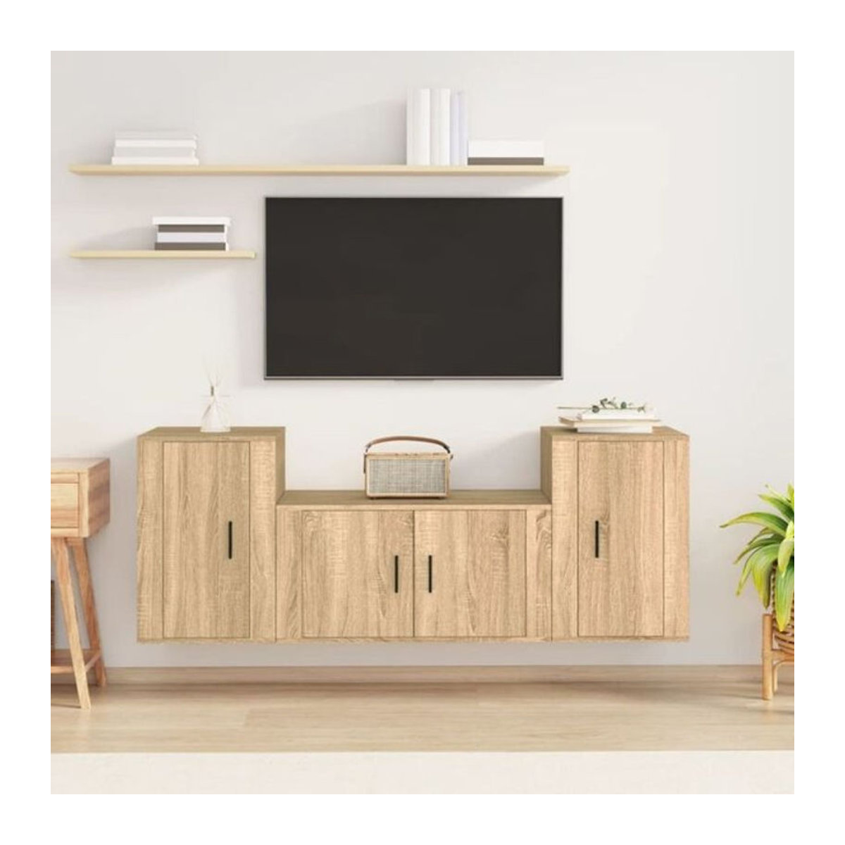 3-teiliges TV-Schrank-Set Vidaxl aus Holzwerkstoff in Sonoma-Eiche - Bild 1