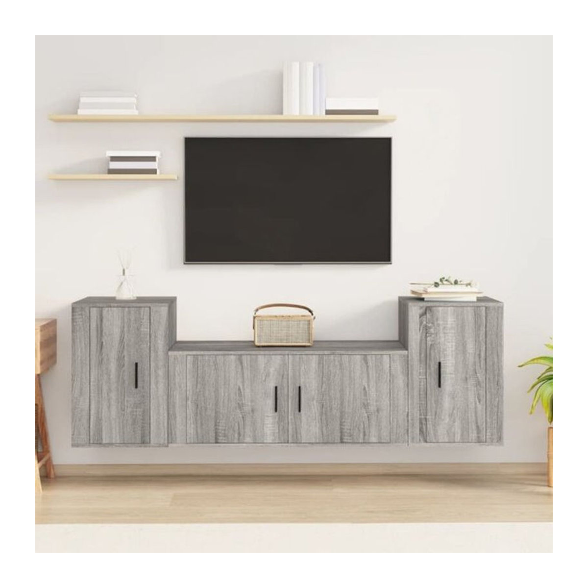 3-teiliges TV-Schrank-Set Vidaxl in Grau Sonoma aus Holzwerkstoff im modernen Design - Bild 1