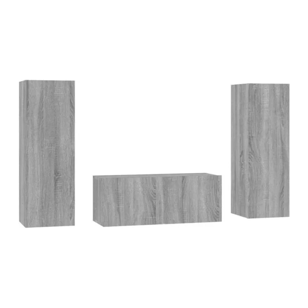 3-teiliges TV-Schrank-Set Vidaxl in Grau Sonoma Holzoptik im klassischen Design - Bild 1