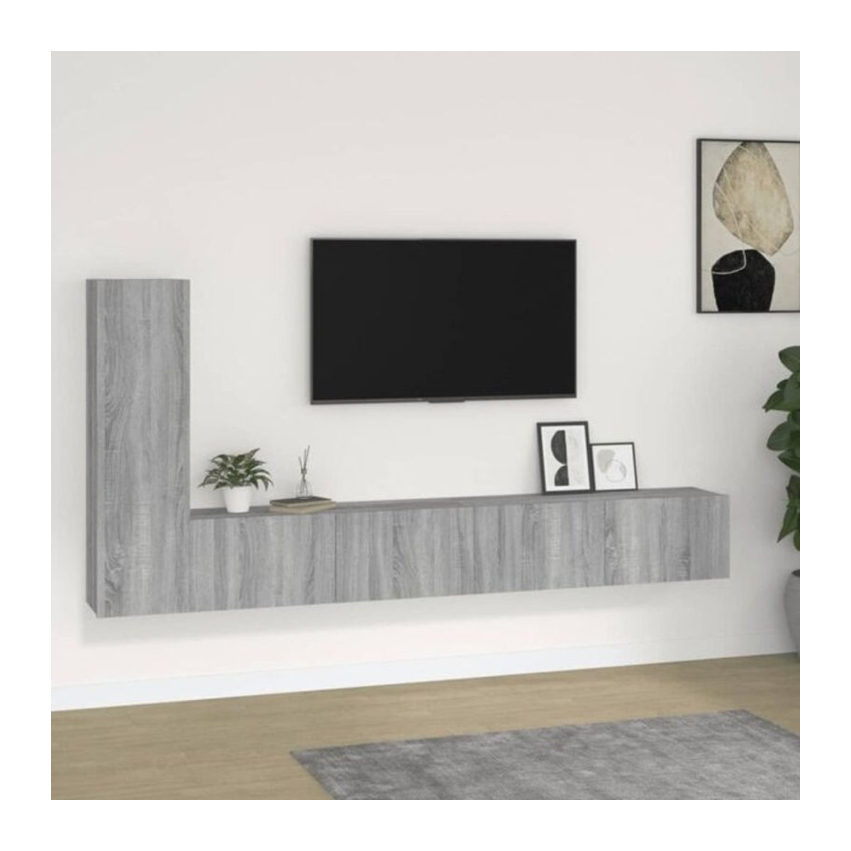 3-teiliges TV-Schrank-Set Vidaxl in Grau Sonoma Holzoptik, modern und klassisch gestaltet - Bild 1