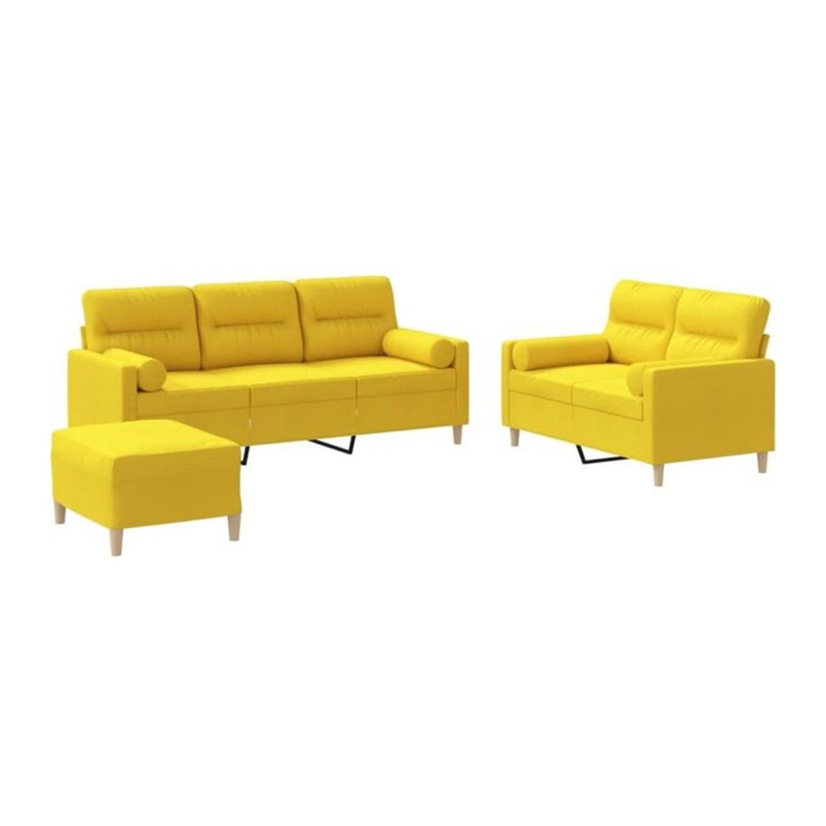 3-tlg. Schlafsofa-Garnitur vidaxl in Gelb aus Stoff und Metall mit Kissen im modernen Design - Bild 1
