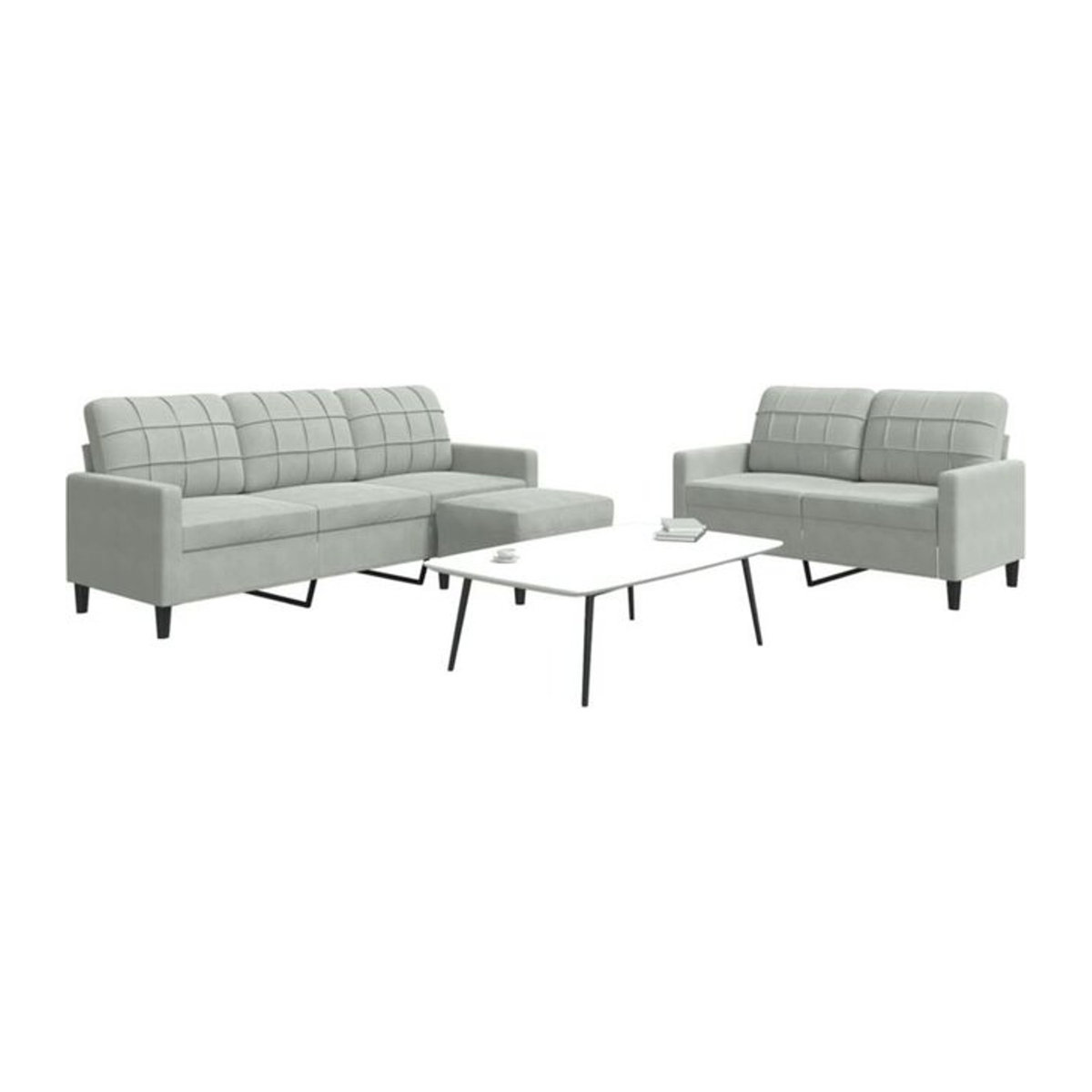 3-tlg. Sofagarnitur mit Kissen in Grau aus Samt von vidaXL im modernen Design - Bild 1