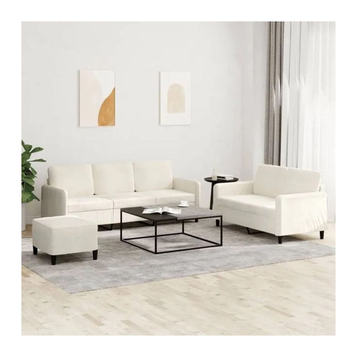 3-tlg. Sofagarnitur Modern aus Samt in Beige von Vidaxl - Bild 1