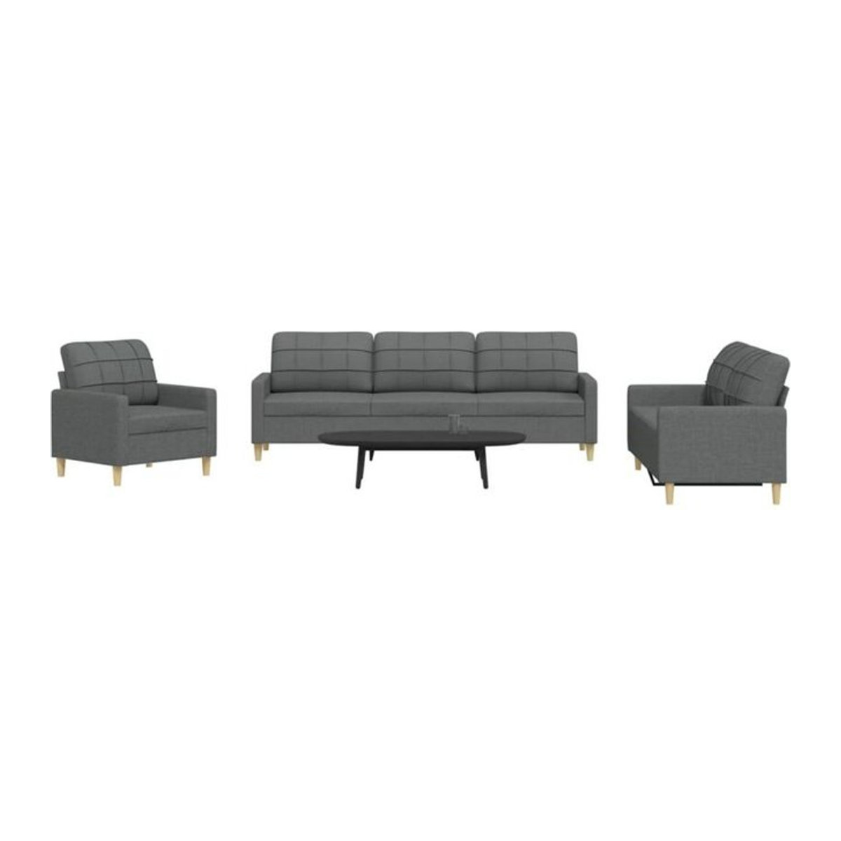 3-tlg. Sofagarnitur Modern aus Stoff und Metall in Anthrazit von vidaxl - Bild 1