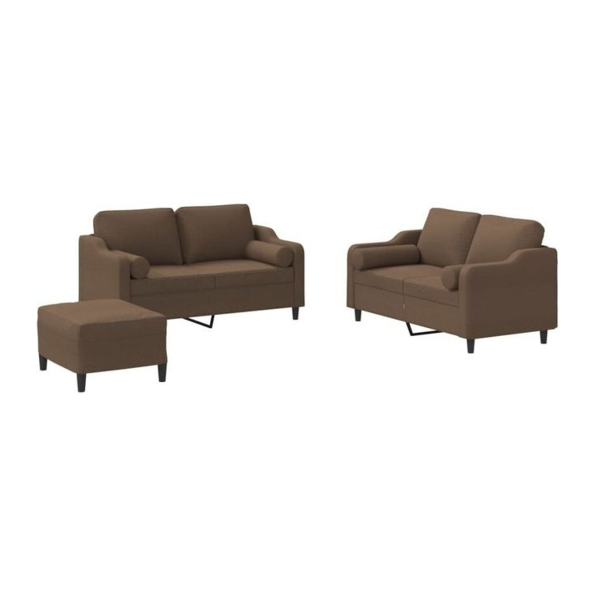 3-tlg. Sofagarnitur vidaxl in Braun aus Stoff und Polyester mit Kissen im modernen Design - Bild 1
