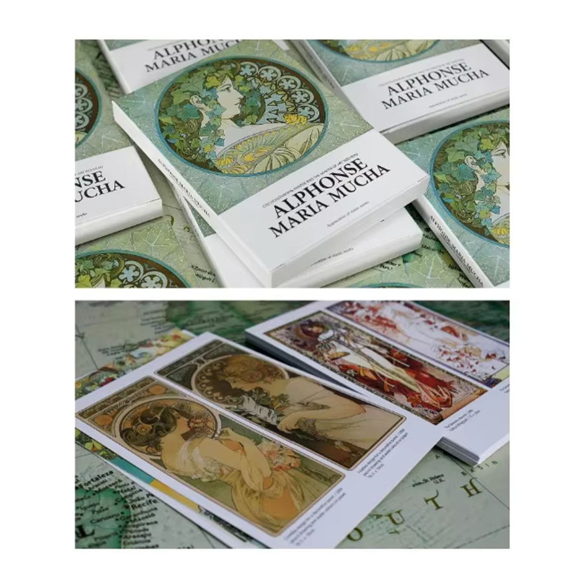 30 Stück Alphonse Maria Mucha Kunstkarten in Box, Vintage Postkarten mit floralen Malereien, mehrfarbig, rechteckig - Bild 2