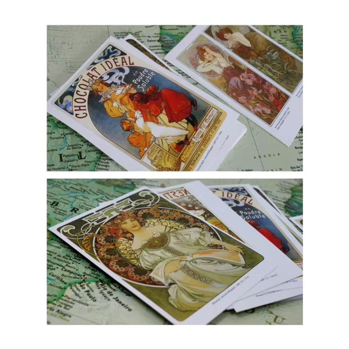30 Stück Alphonse Maria Mucha Kunstkarten in Box, Vintage Postkarten mit floralen Malereien, mehrfarbig, rechteckig - Bild 3