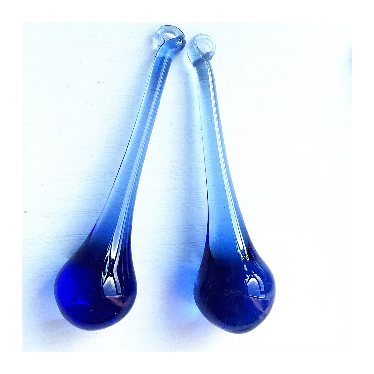 30 Stück blaue Glas Regentropfen Anhänger in Form von Kristall Prismen für Kronleuchter und Vorhang Dekoration, Größe: 20 x 0,8 x 8 cm - Bild 4