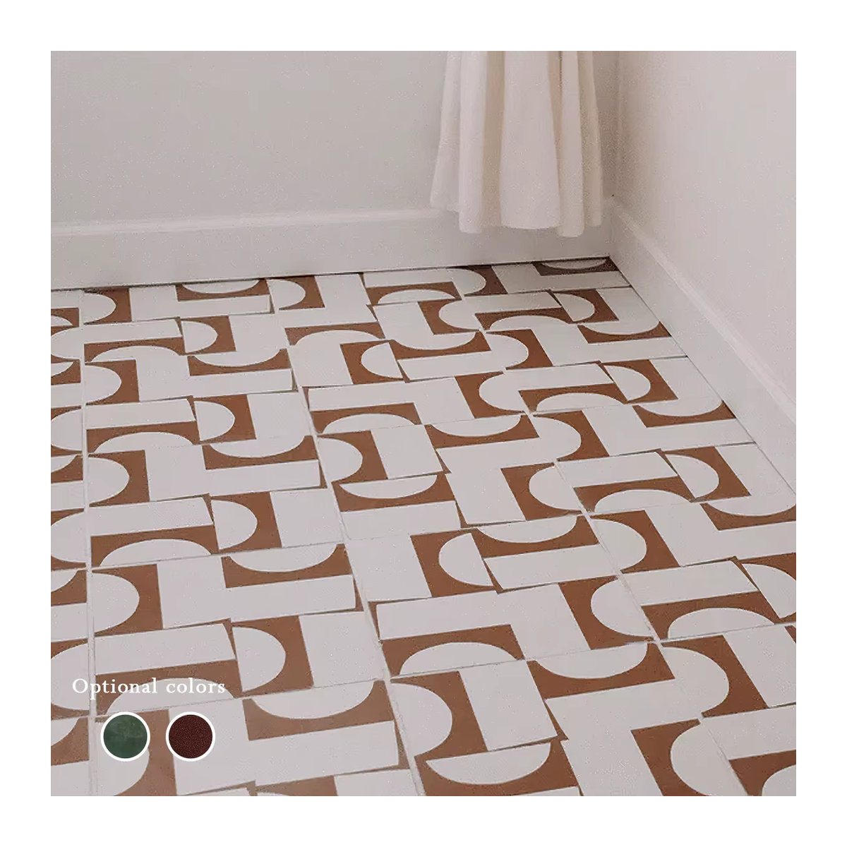 30 Stück Boho geometrische selbstklebende Wand- und Bodenaufkleber aus PVC in Grün und Mehrfarbig, B/B: 20 x 20 cm - Bild 3