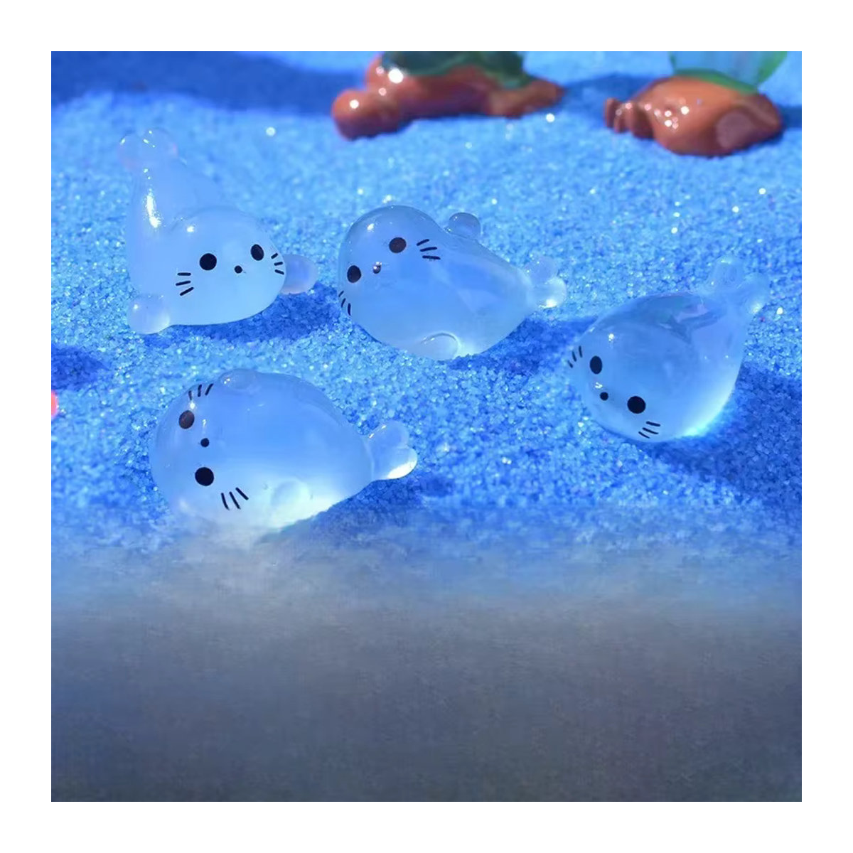 30 Stück Nachtleuchtende Blaue Robbenbabys aus Kunstharz für Mikrolandschaften und Aquarien - Bild 7