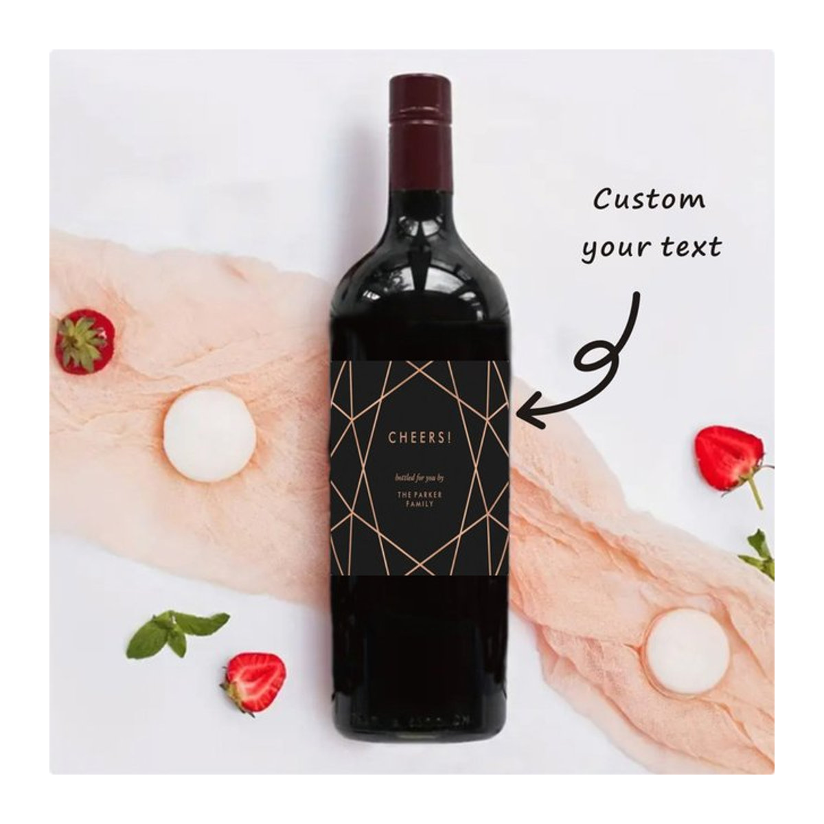 30 Stück personalisierte Wein Etiketten Aufkleber in Schwarz mit Art Déco Design für Hochzeit Verlobung und Geburtstag - Bild 1