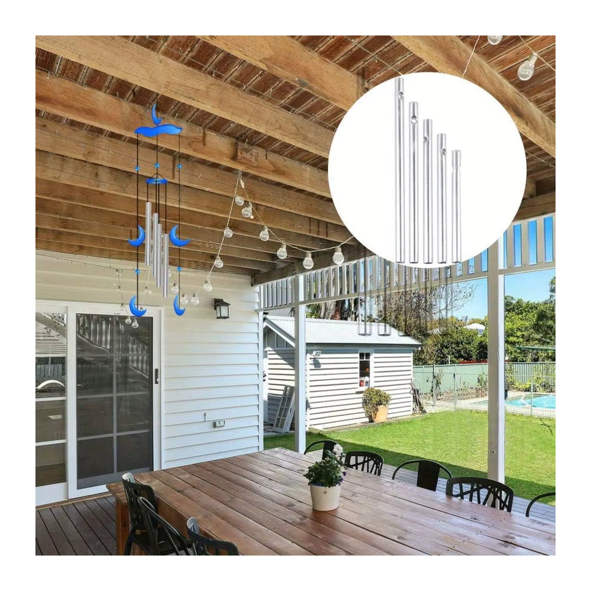 30-teiliges DIY-Windspiel-Set aus Edelstahl in Silber für deine Gartendekoration - Bild 3