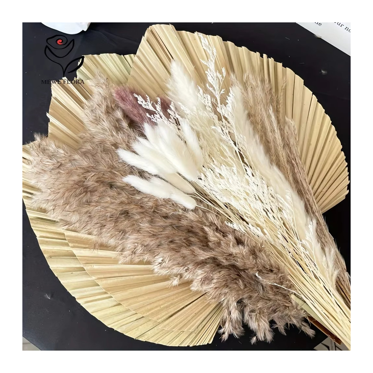 35 Stück YN HI FLOWER beige Pampasgras als getrockneter Blumenstrauß für deine Boho-Heimdekoration - Bild 2