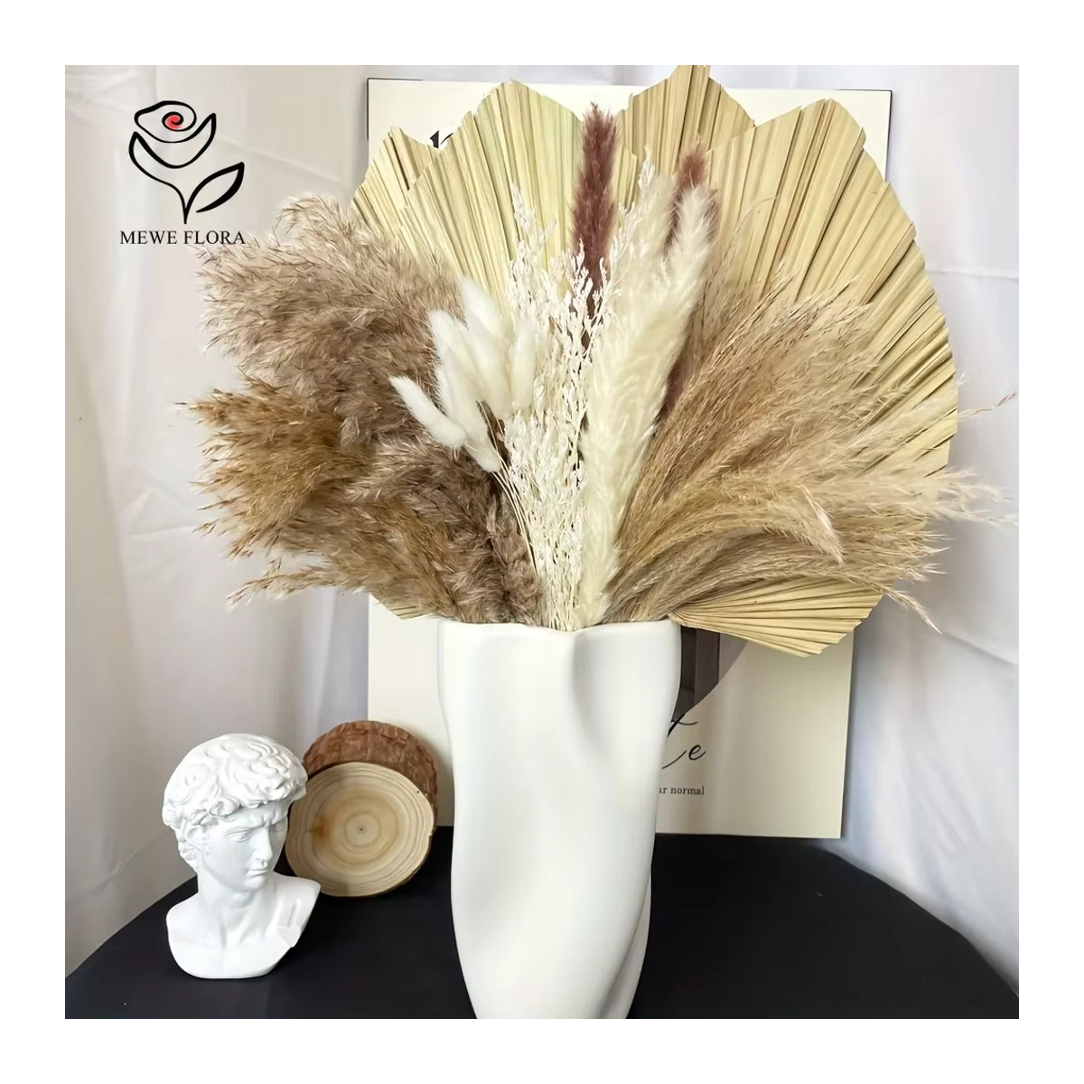 35 Stück YN HI FLOWER beige Pampasgras als getrockneter Blumenstrauß für deine Boho-Heimdekoration - Bild 3