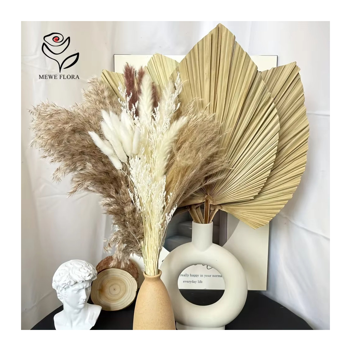 35 Stück YN HI FLOWER beige Pampasgras als getrockneter Blumenstrauß für deine Boho-Heimdekoration - Bild 4