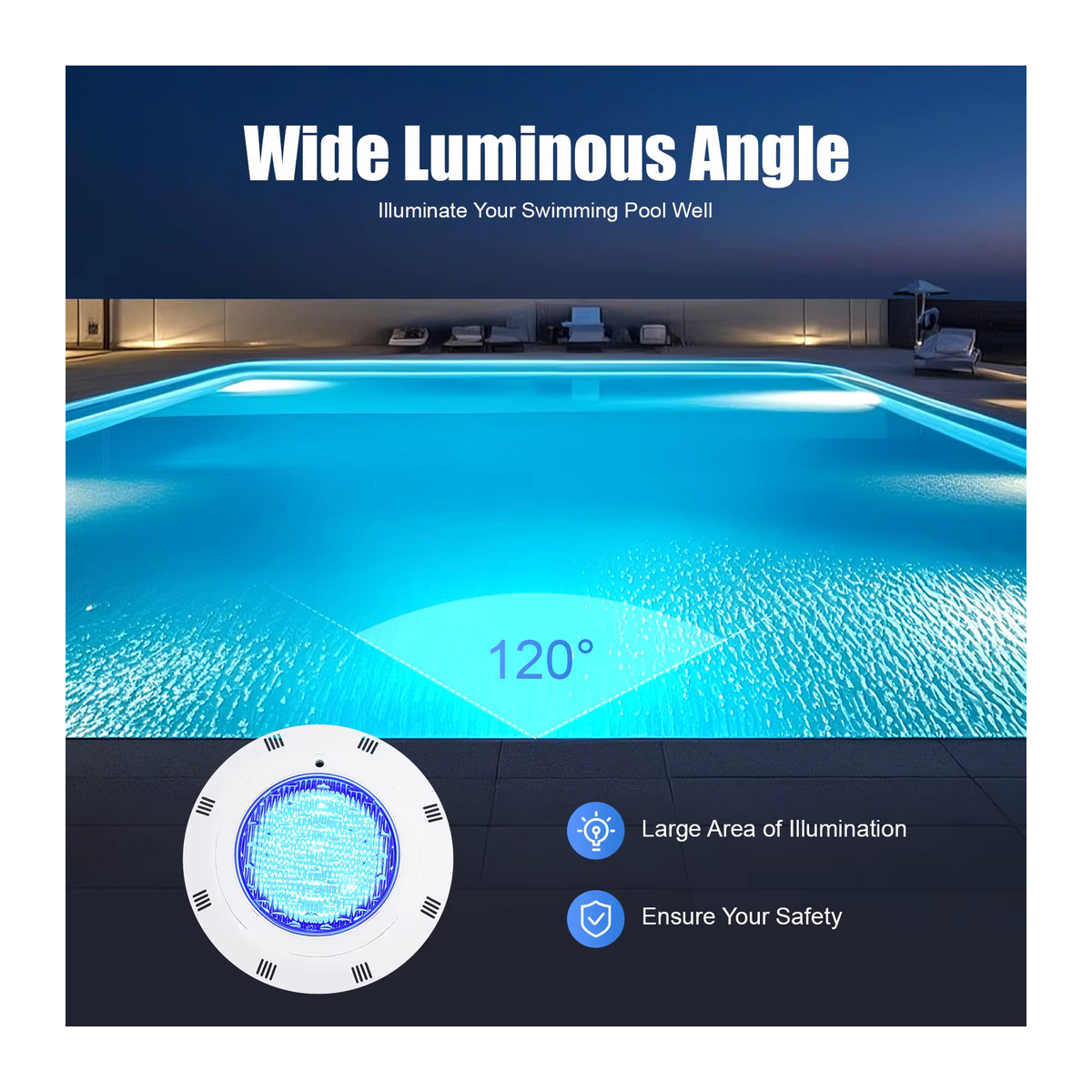 36 W LED Schwimmbadleuchte mit Fernbedienung, IP68 wasserdichte Unterwasserleuchte für 7-farbige Brunnenbeleuchtung in Bunt und Weiß - Bild 4