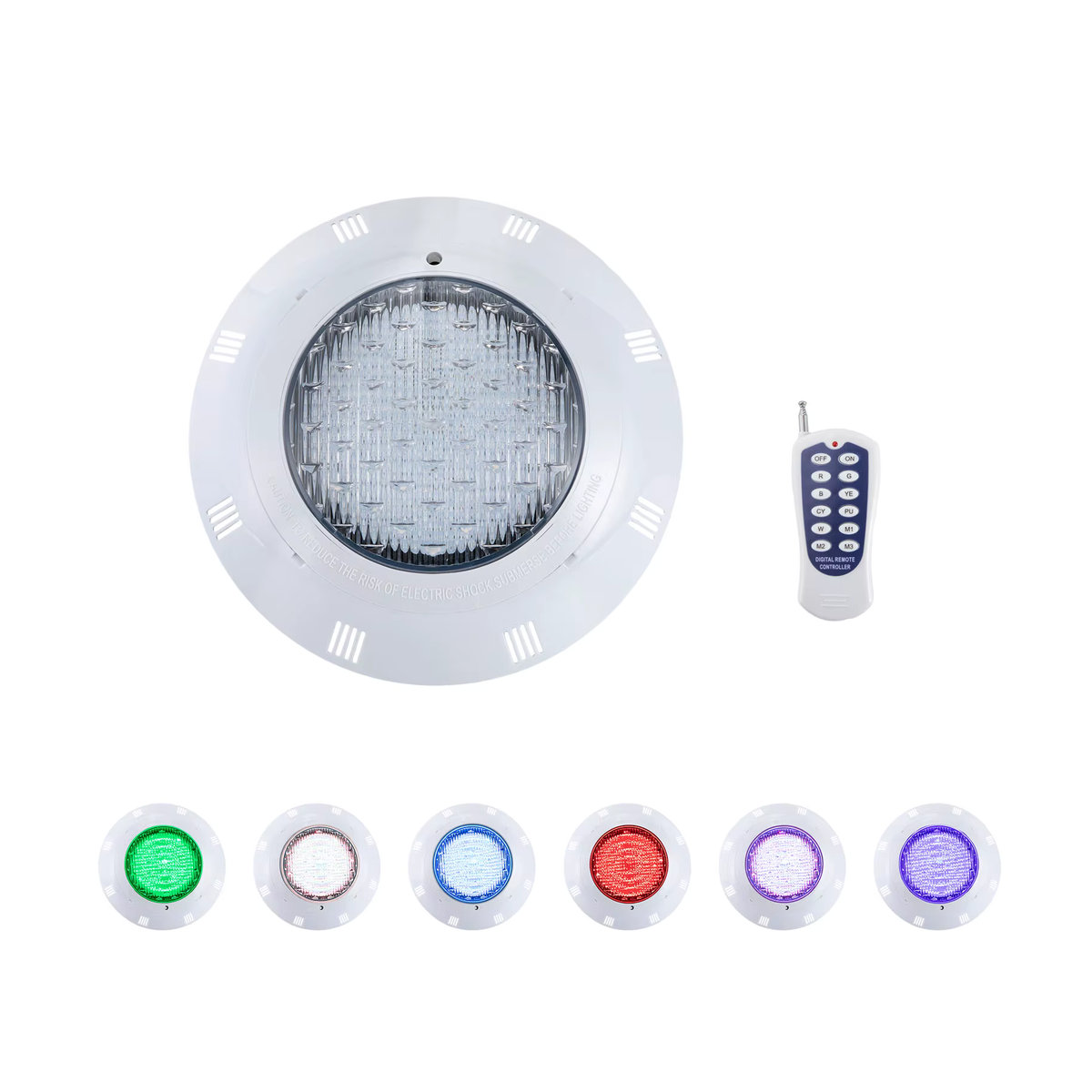 36 W LED Schwimmbadleuchte mit Fernbedienung, IP68 wasserdichte Unterwasserleuchte für 7-farbige Brunnenbeleuchtung in Bunt und Weiß - Bild 5