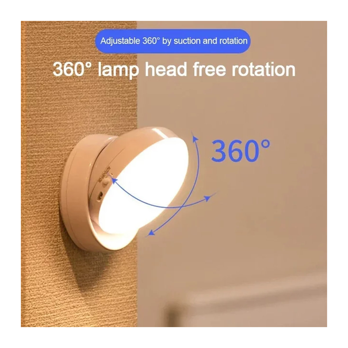 360 Grad rotierendes LED-Nachtlicht in Weiß, magnetische und wiederaufladbare Nachttischlampe mit USB- und Batteriebetrieb für Schlafzimmer, Flur und Schrank - Bild 1