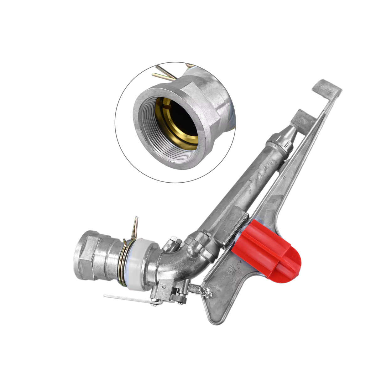 360 Grad Rundum-Rasensprinkler für Landwirtschaft und Garten, 2 Zoll, Messing, Silber - Bild 3