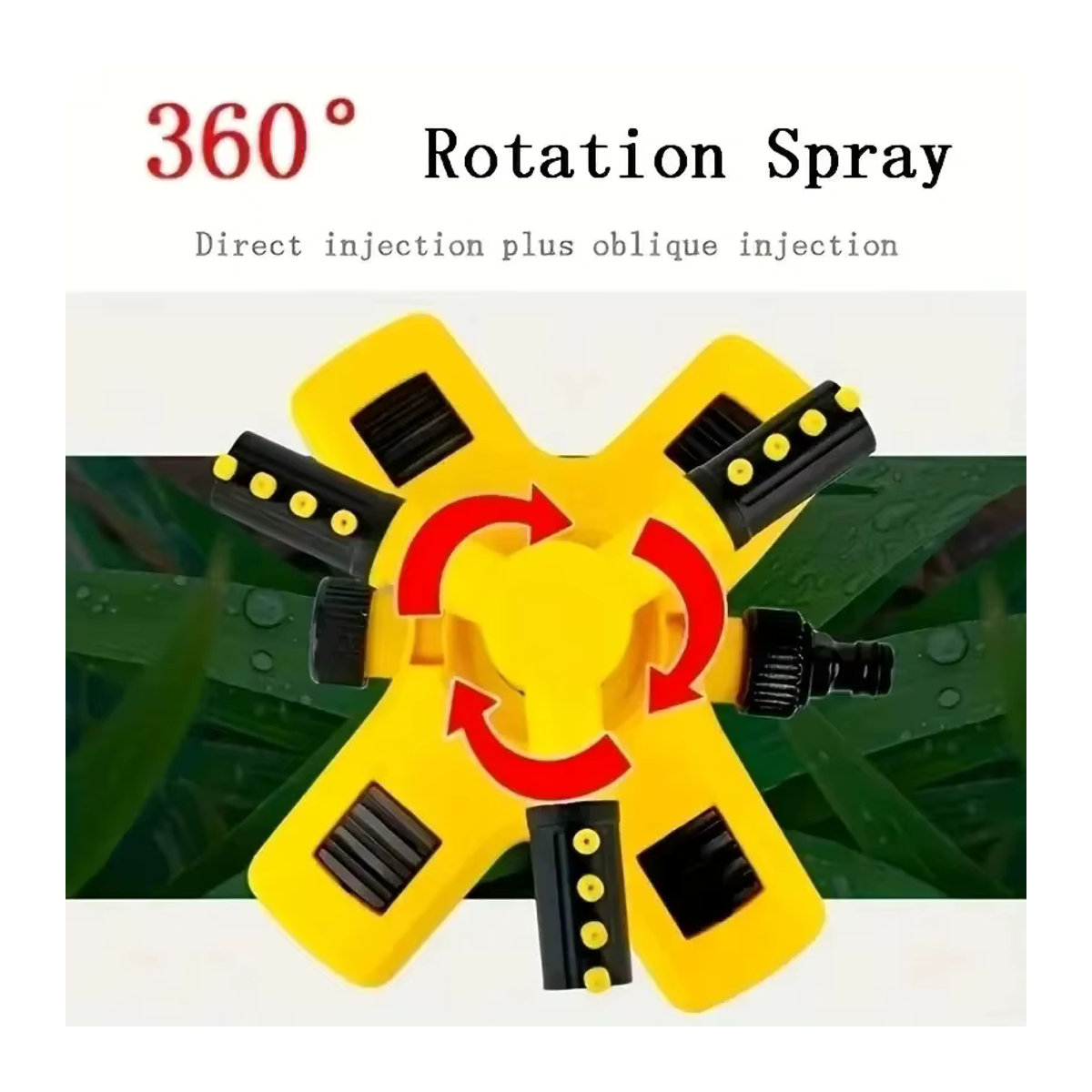360-Grad-Sprinklerkopf mit automatischer Drehung und Bodenstecker in Gelb - Bild 3