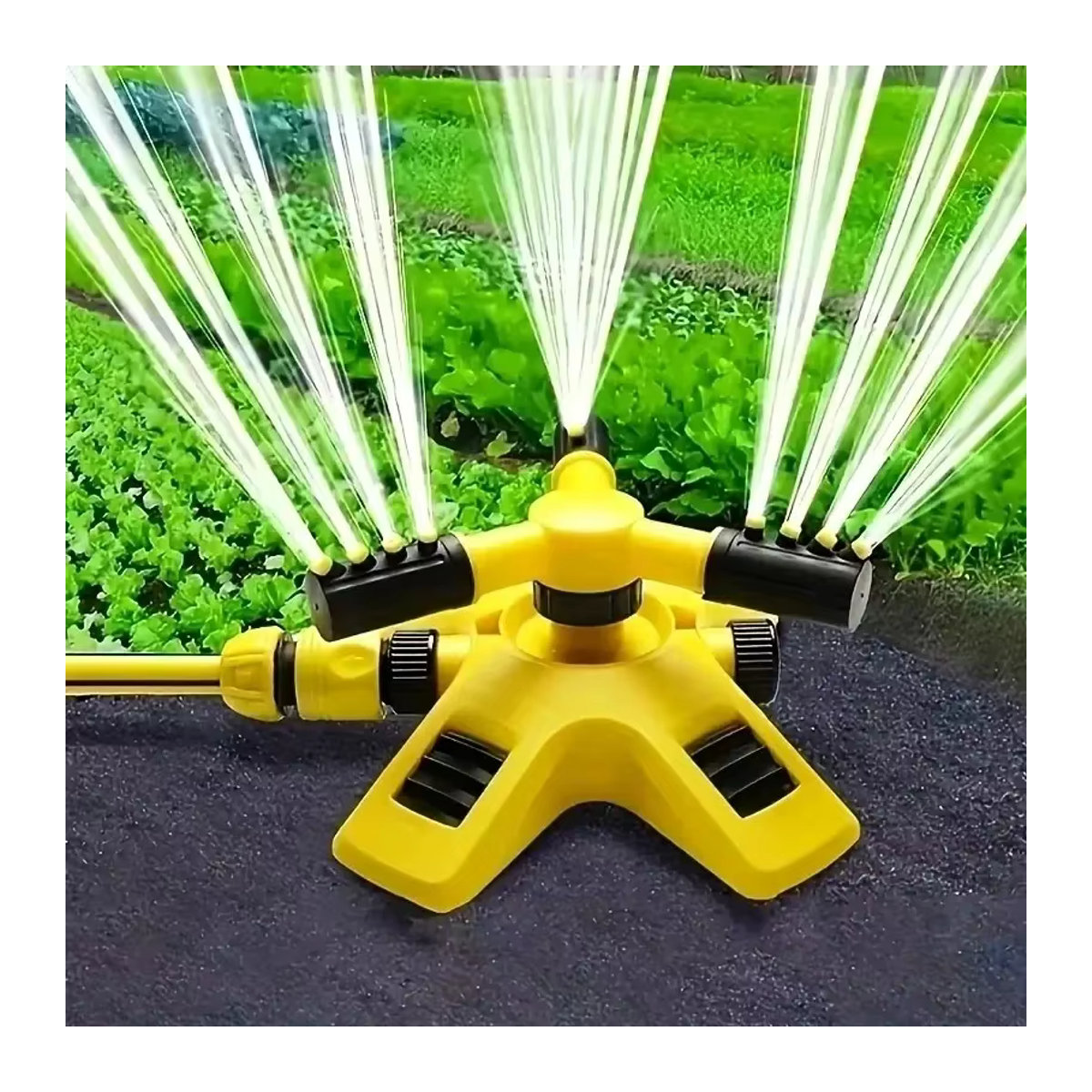 360-Grad-Sprinklerkopf mit automatischer Drehung und Bodenstecker in Gelb - Bild 4