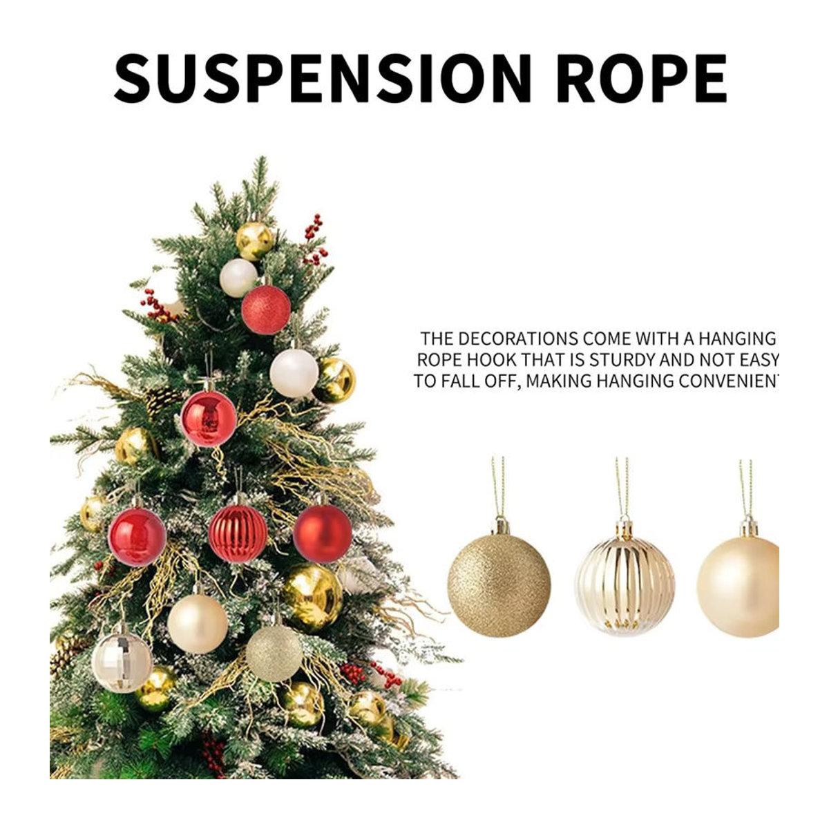 36er Set Weihnachtskugeln als Hängeornamente in Silber und Mehrfarbig aus Kunststoff für deinen Weihnachtsbaum und zur Dekoration - Bild 2