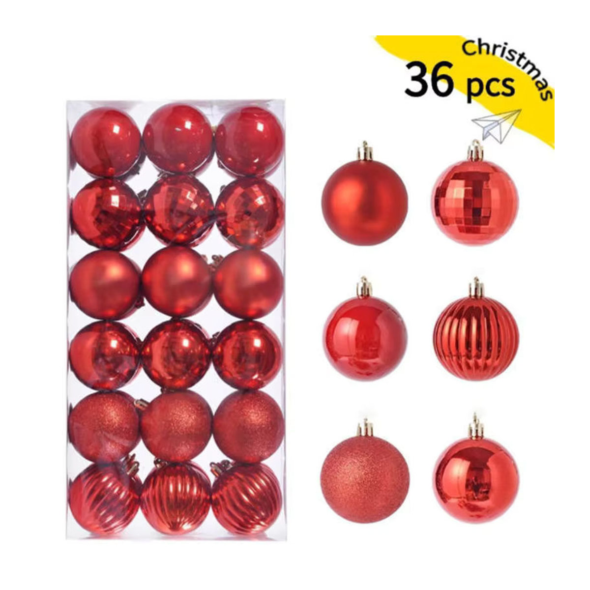 36er Set Weihnachtskugeln als Hängeornamente in Silber und Mehrfarbig aus Kunststoff für deinen Weihnachtsbaum und zur Dekoration - Bild 3