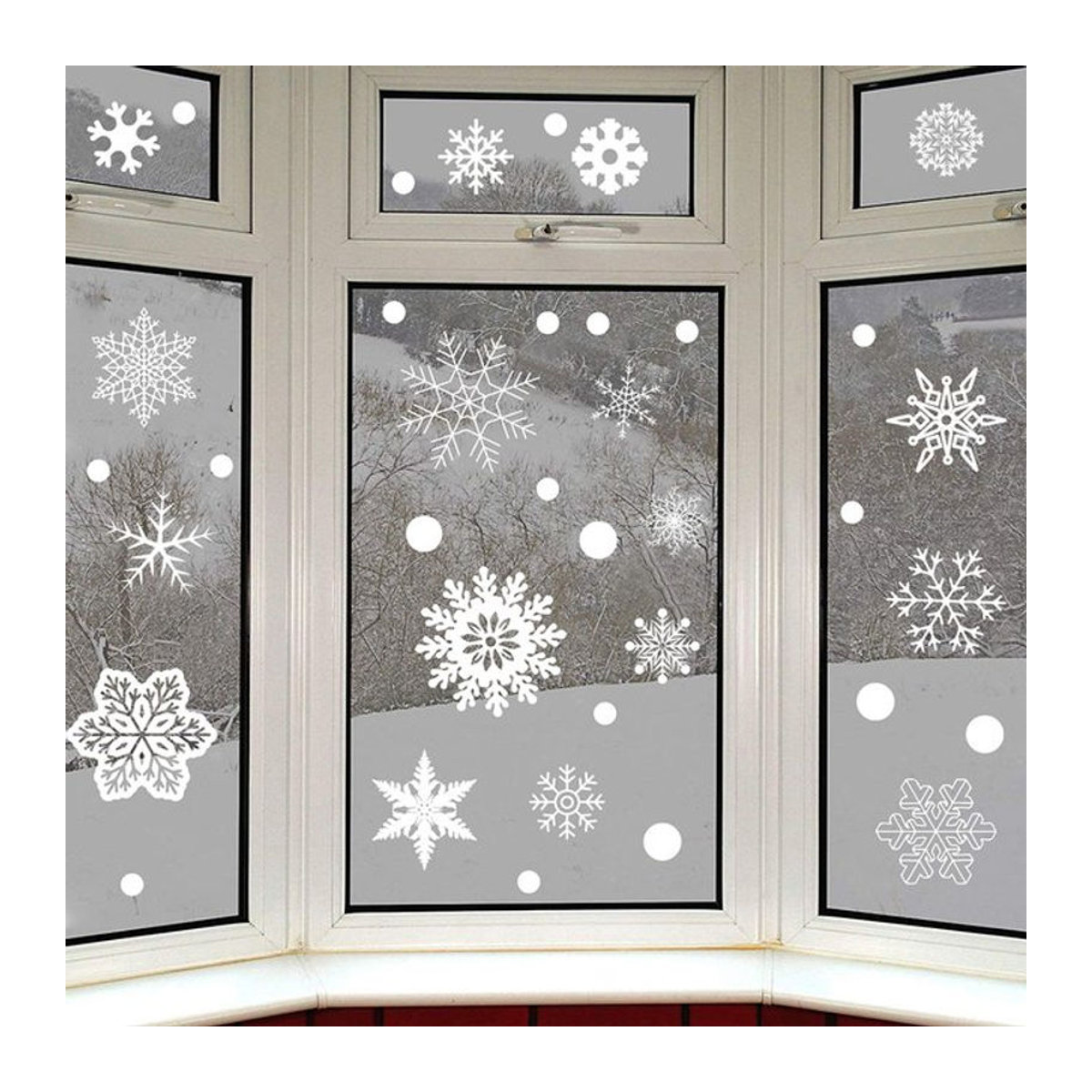 37er Set Glitzer Schneeflocken Fensteraufkleber in Weiß für die Weihnachtsdekoration aus Kunststoff - Bild 1