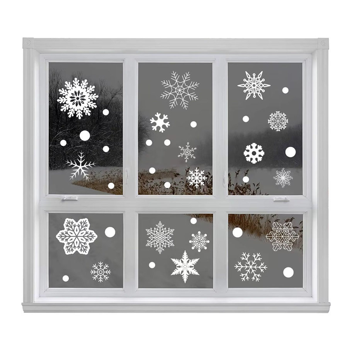 37er Set Glitzer Schneeflocken Fensteraufkleber in Weiß für die Weihnachtsdekoration aus Kunststoff - Bild 3