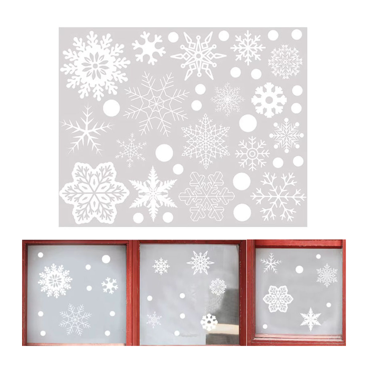 37er Set Glitzer Schneeflocken Fensteraufkleber in Weiß für die Weihnachtsdekoration aus Kunststoff - Bild 4