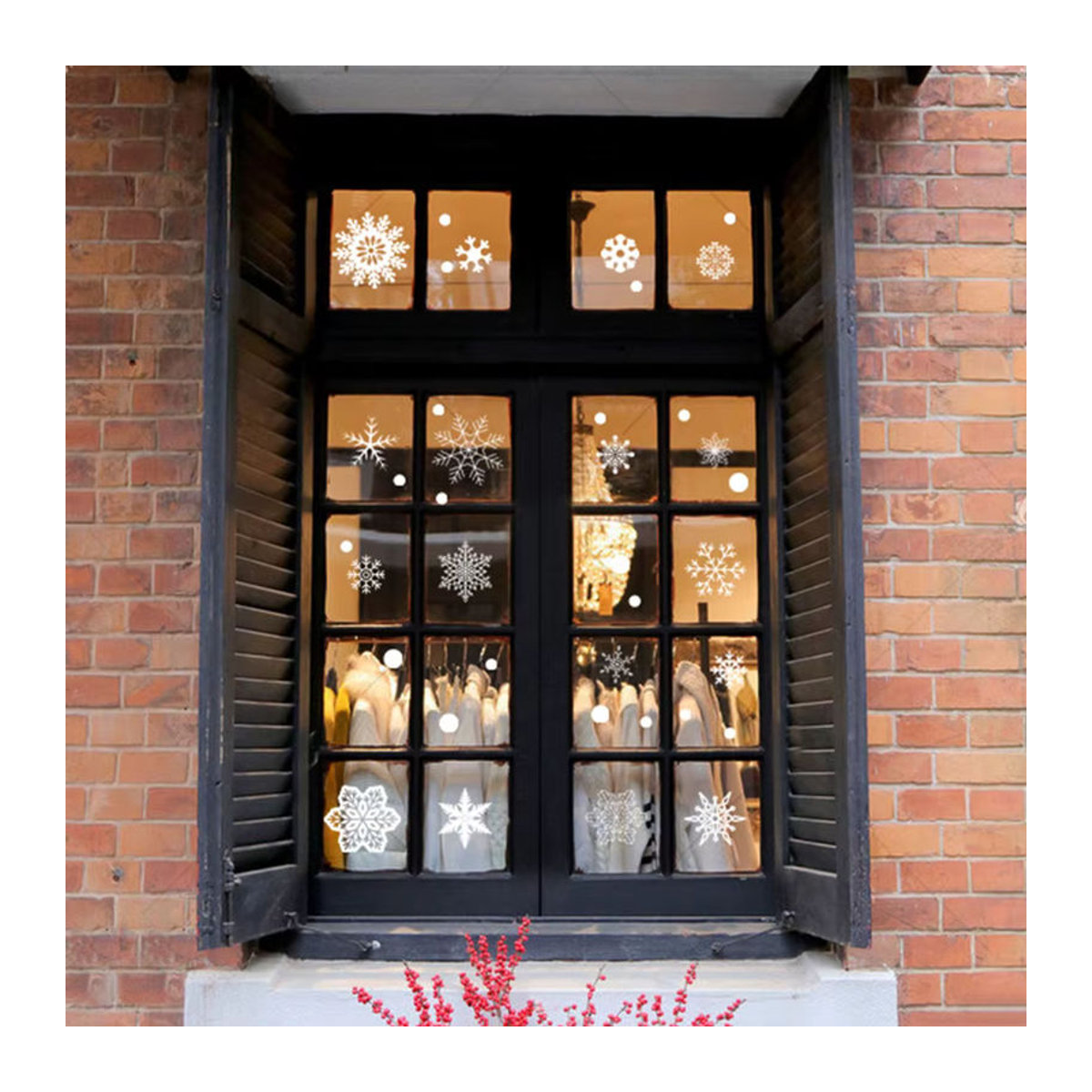 37er Set Glitzer Schneeflocken Fensteraufkleber in Weiß für die Weihnachtsdekoration aus Kunststoff - Bild 6