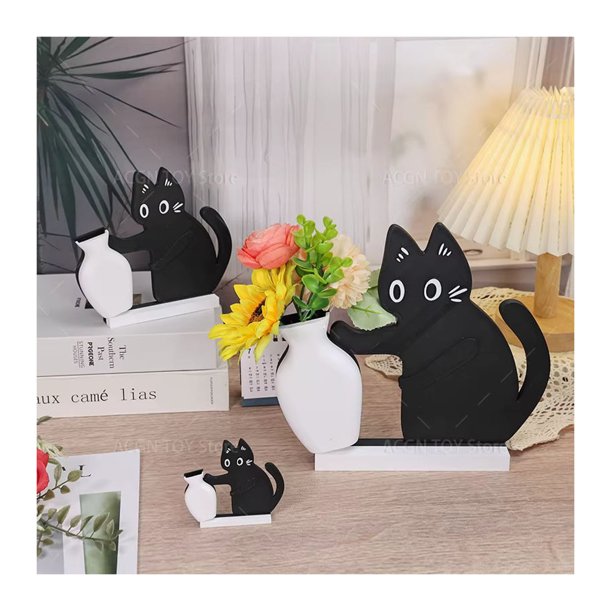 3D-gedruckte Kätzchenvase in Weiß aus Kunststoff für Schnittblumen als minimalistische Tier-Dekoration - Bild 3