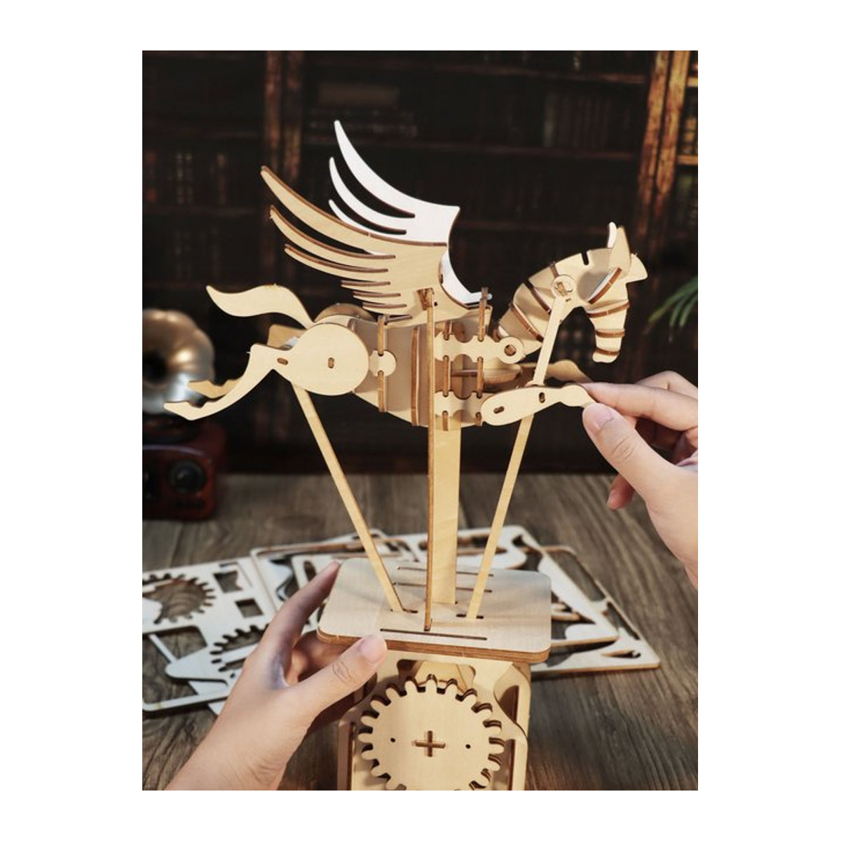 3D Holz Puzzle Pegasus von music park als DIY Bastelset in Beige zur kreativen Dekoration - Bild 1
