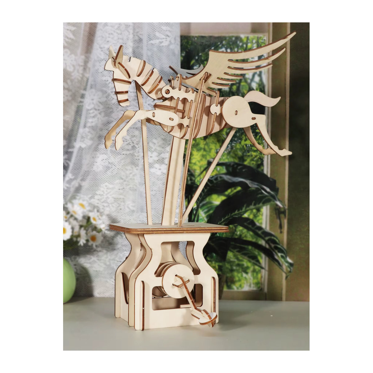 3D Holz Puzzle Pegasus von music park als DIY Bastelset in Beige zur kreativen Dekoration - Bild 4